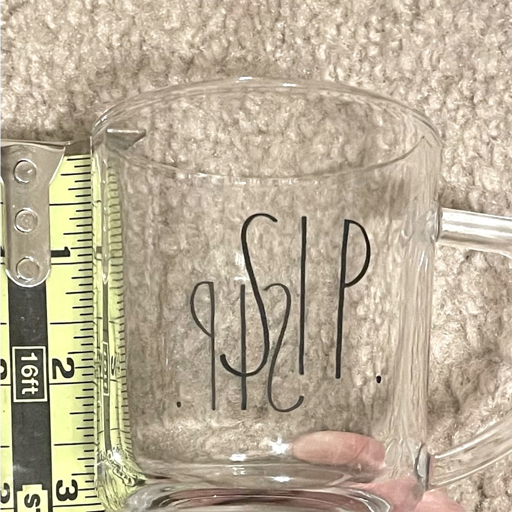 Rae Dunn Transparent Glass Mug with Handle, excellent condition. - Picture 2 of 3
